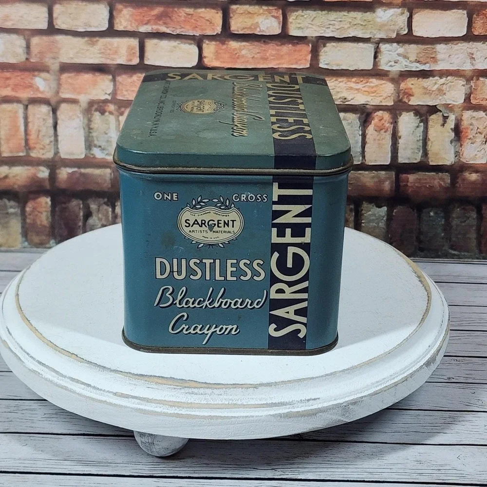 Vintage 1930s Sargent Dustless Blackboard‎ Crayon Tin Box Cottagecore